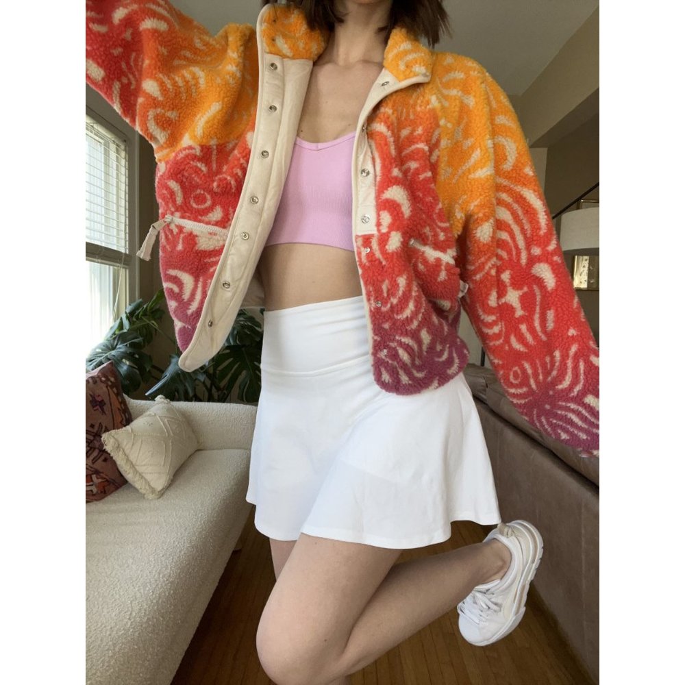 FP Movement by Free People Gradient Teddy Jacket in Orange, Pink, Cream - Picture 4 of 10